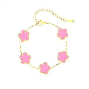 18K Gold-Plated Four Leaf Clover Bracelet Adjustable Lucky Charm Gift